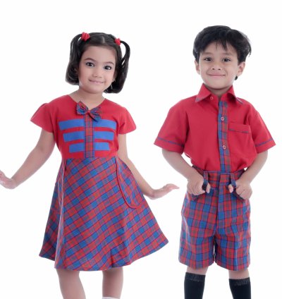 Red-Blue Stripe School Uniform