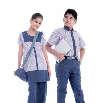 Check & Navy Crest School Uniform