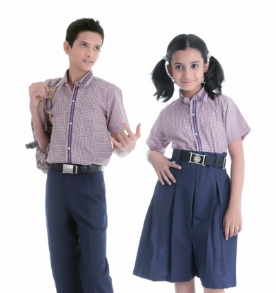 Lavender Check with Blue Bottom School Uniform